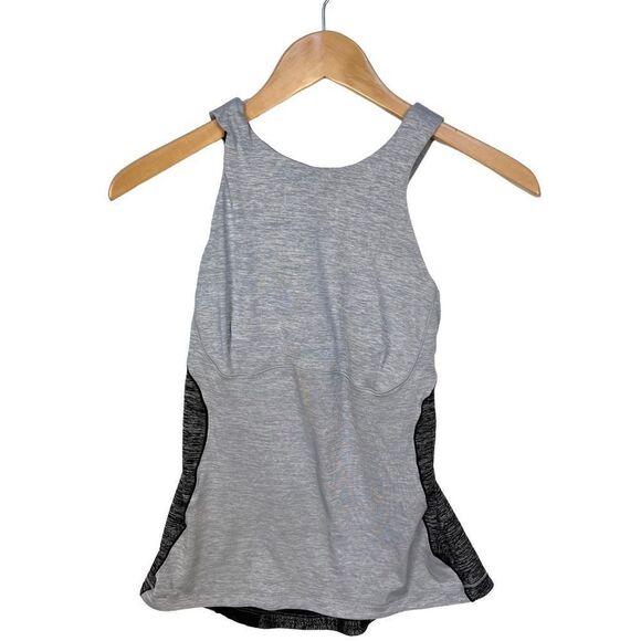 Lululemon Cross Back Sleeveless Workout Bra Tank Top Light Gray Black size 8 - Picture 2 of 12